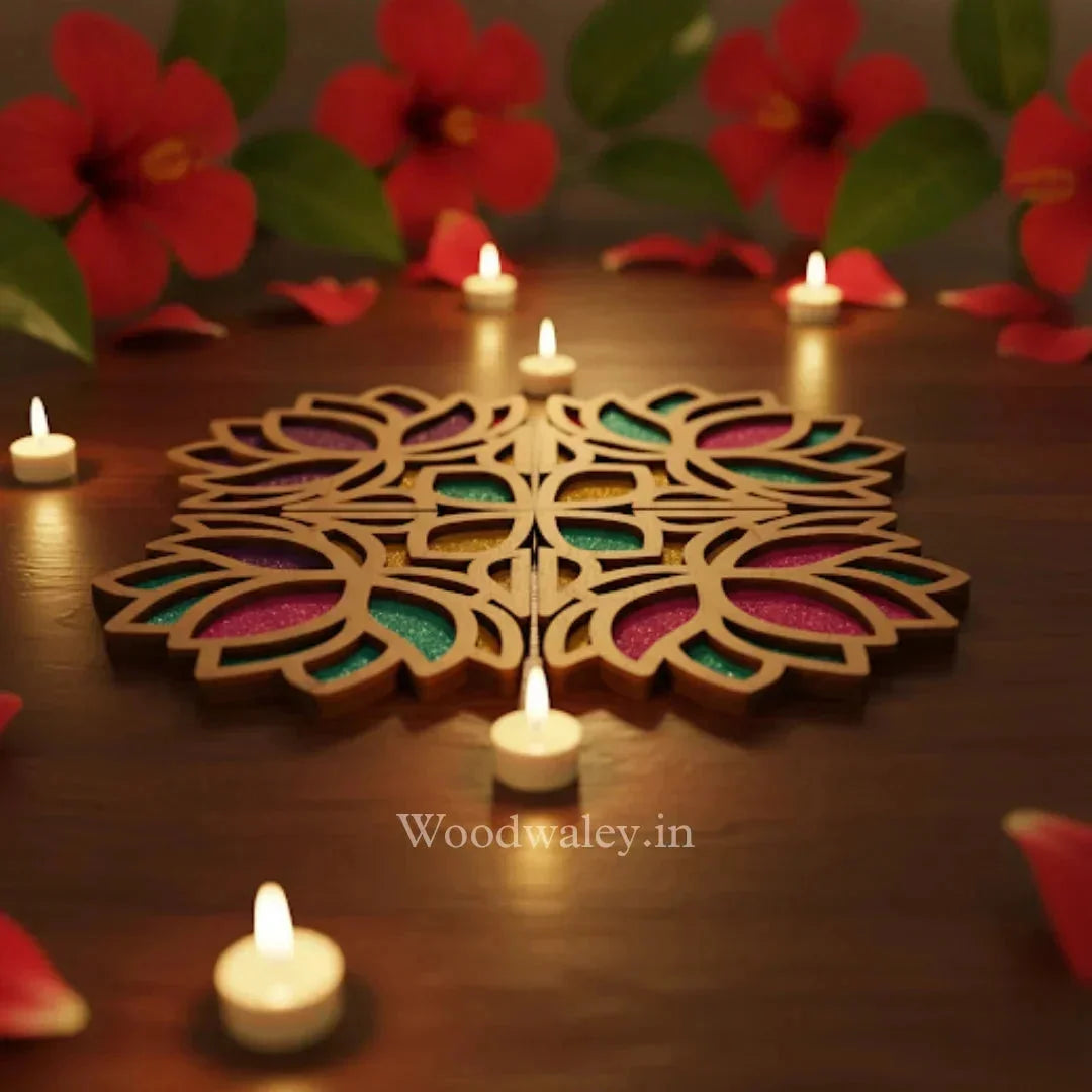 Umber Art Wooden Rangoli (Reusable DIY Template) - Wood Waley