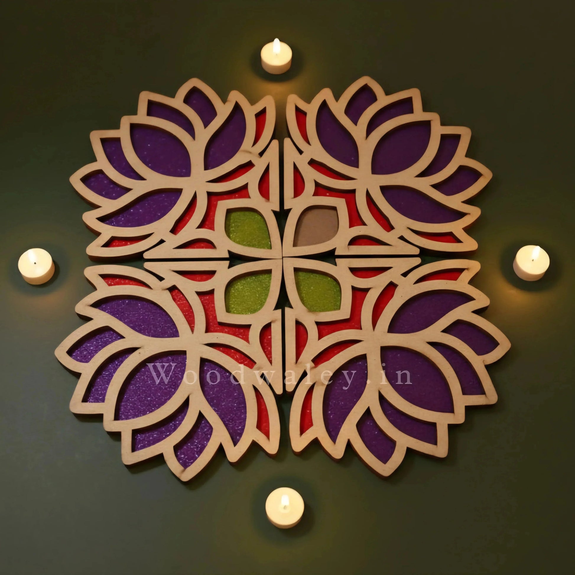 Umber Art Wooden Rangoli (Reusable DIY Template) - Wood Waley