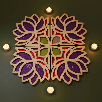 Umber Art Wooden Rangoli (Reusable DIY Template) - Wood Waley