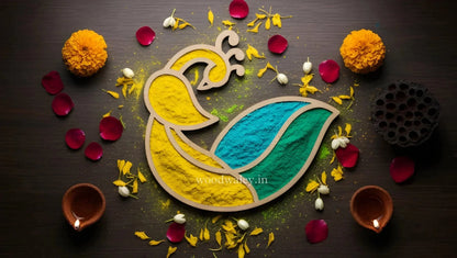 Mayur Art Wooden Rangoli (Reusable DIY Template) pack of 4 - Wood Waley