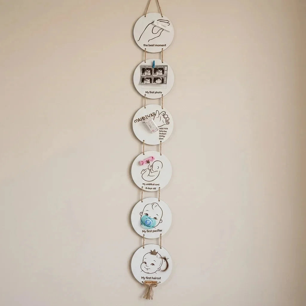 Baby Milestone Keepsake Wall Hanging — Personalized Wooden Nursery Gift — Baby Milestone Wooden Gift | Woodwaley