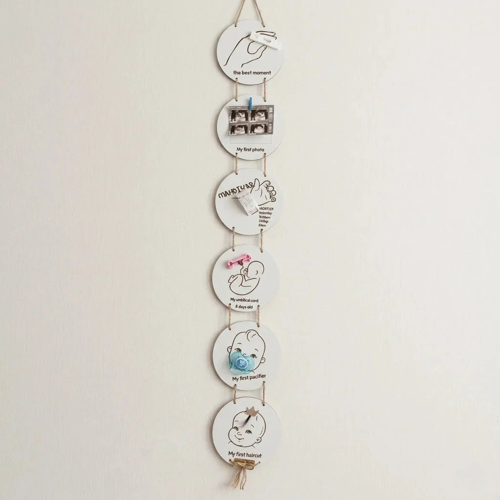 Baby Milestone Keepsake Wall Hanging — Personalized Wooden Nursery Gift — Baby Milestone Wooden Gift | Woodwaley