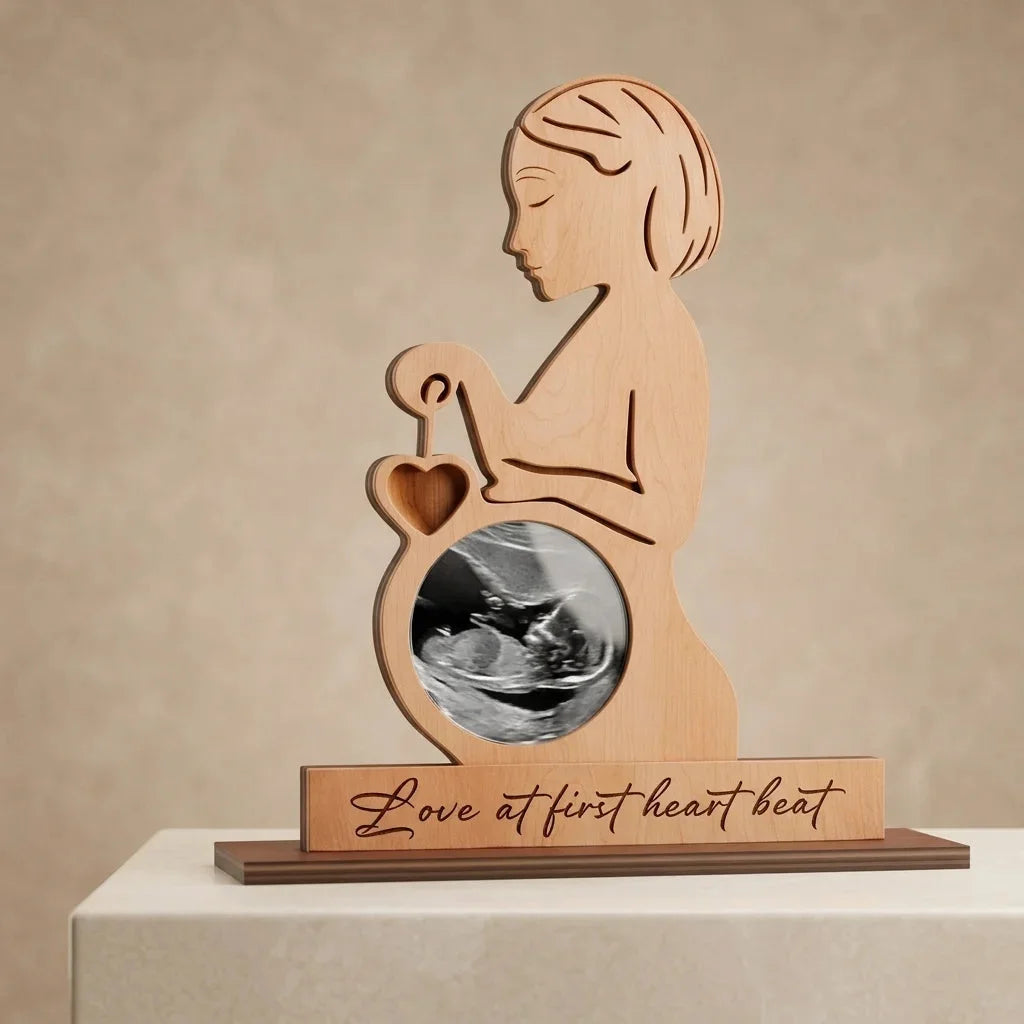 The Memory Frame — Personalized Baby Sonogram &amp; Ultrasound Photo Gift — Baby Milestone Wooden Gift | Woodwaley