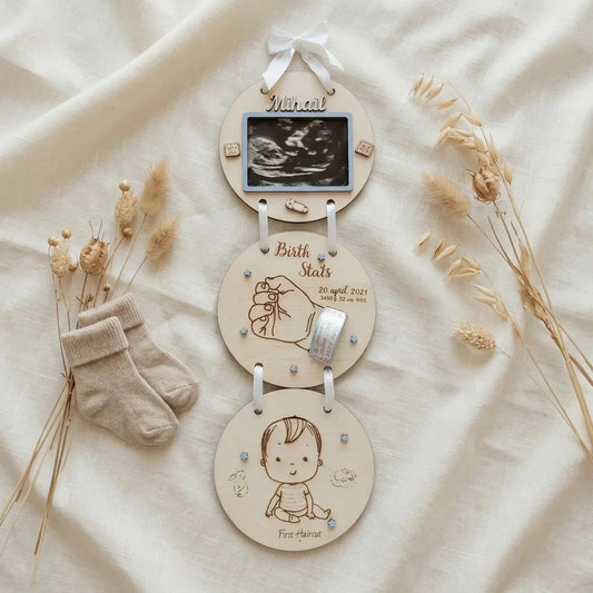 Birth Announcement Keepsake Plaque — Personalized Wooden Baby Display — Baby Milestone Wooden Gift | Woodwaley