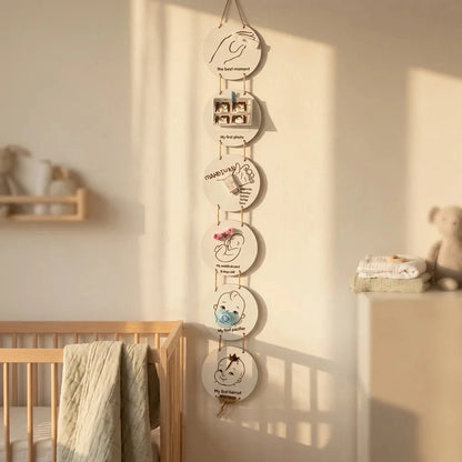 Baby Milestone Keepsake Wall Hanging — Personalized Wooden Nursery Gift — Baby Milestone Wooden Gift | Woodwaley