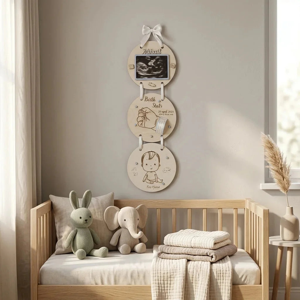 Birth Announcement Keepsake Plaque — Personalized Wooden Baby Display — Baby Milestone Wooden Gift | Woodwaley