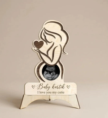 The Memory Frame — Personalized Wooden Ultrasound Photo Holder — Baby Milestone Wooden Gift | Woodwaley