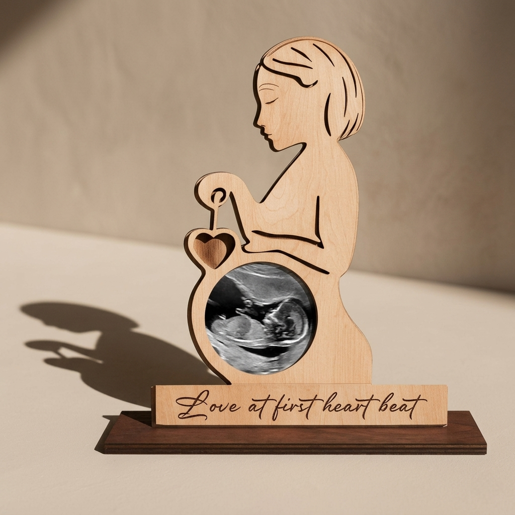 Baby Sonogram Frame – Personalized Ultrasound Photo Frame for Mom-To-Be | Wooden Pregnancy Keepsake Gift, Baby Shower & Announcement Decor