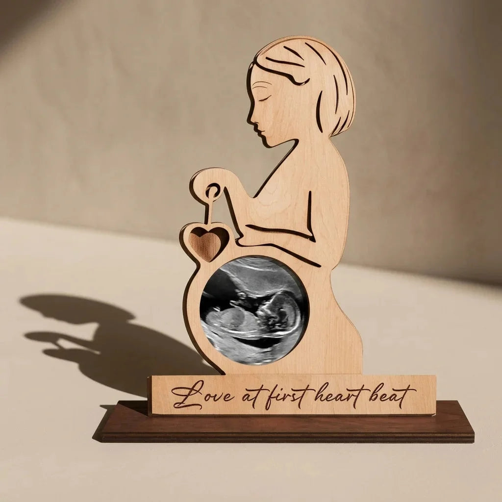 The Memory Frame — Personalized Baby Sonogram &amp; Ultrasound Photo Gift — Baby Milestone Wooden Gift | Woodwaley