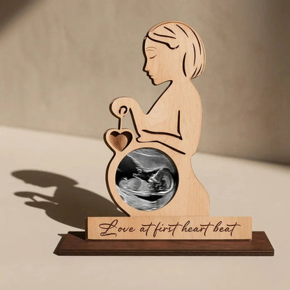The Memory Frame — Personalized Baby Sonogram &amp; Ultrasound Photo Gift — Baby Milestone Wooden Gift | Woodwaley