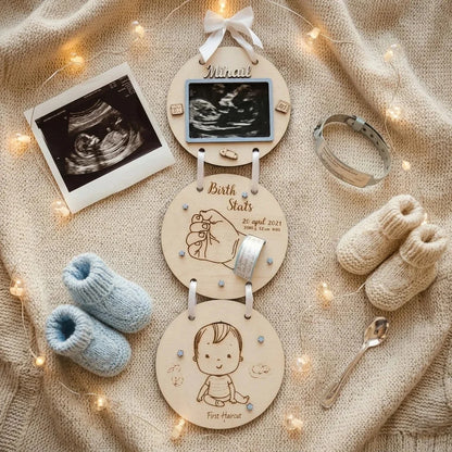 Birth Announcement Keepsake Plaque — Personalized Wooden Baby Display — Baby Milestone Wooden Gift | Woodwaley