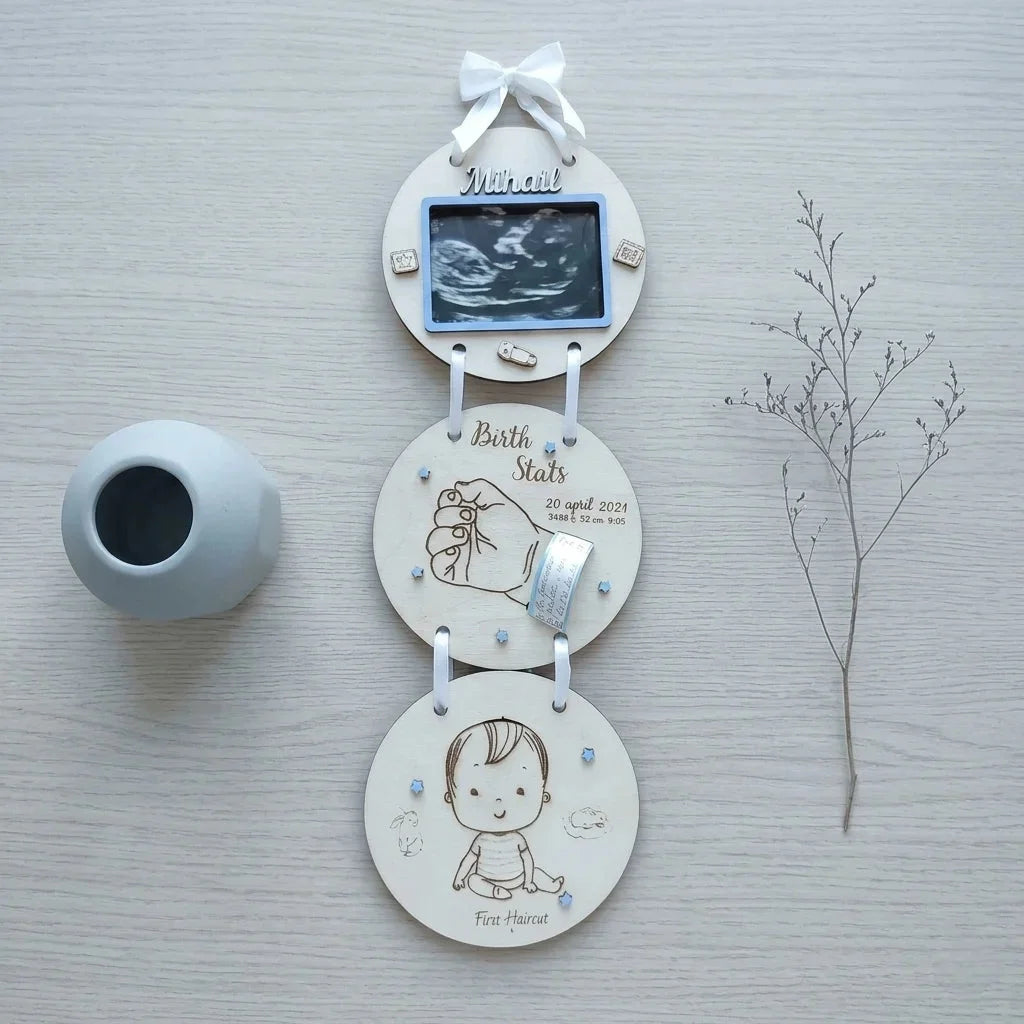 Birth Announcement Keepsake Plaque — Personalized Wooden Baby Display — Baby Milestone Wooden Gift | Woodwaley