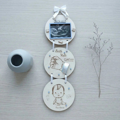 Birth Announcement Keepsake Plaque — Personalized Wooden Baby Display — Baby Milestone Wooden Gift | Woodwaley