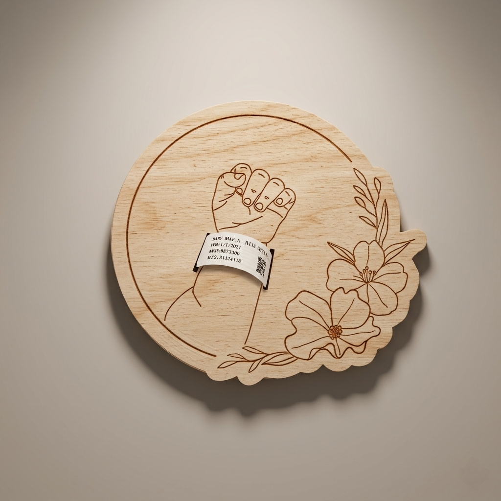 Newborn Baby Birth Hospital Bracelet Holder – Personalized Birch Wood Keepsake Gift for Moms & Baby Showers