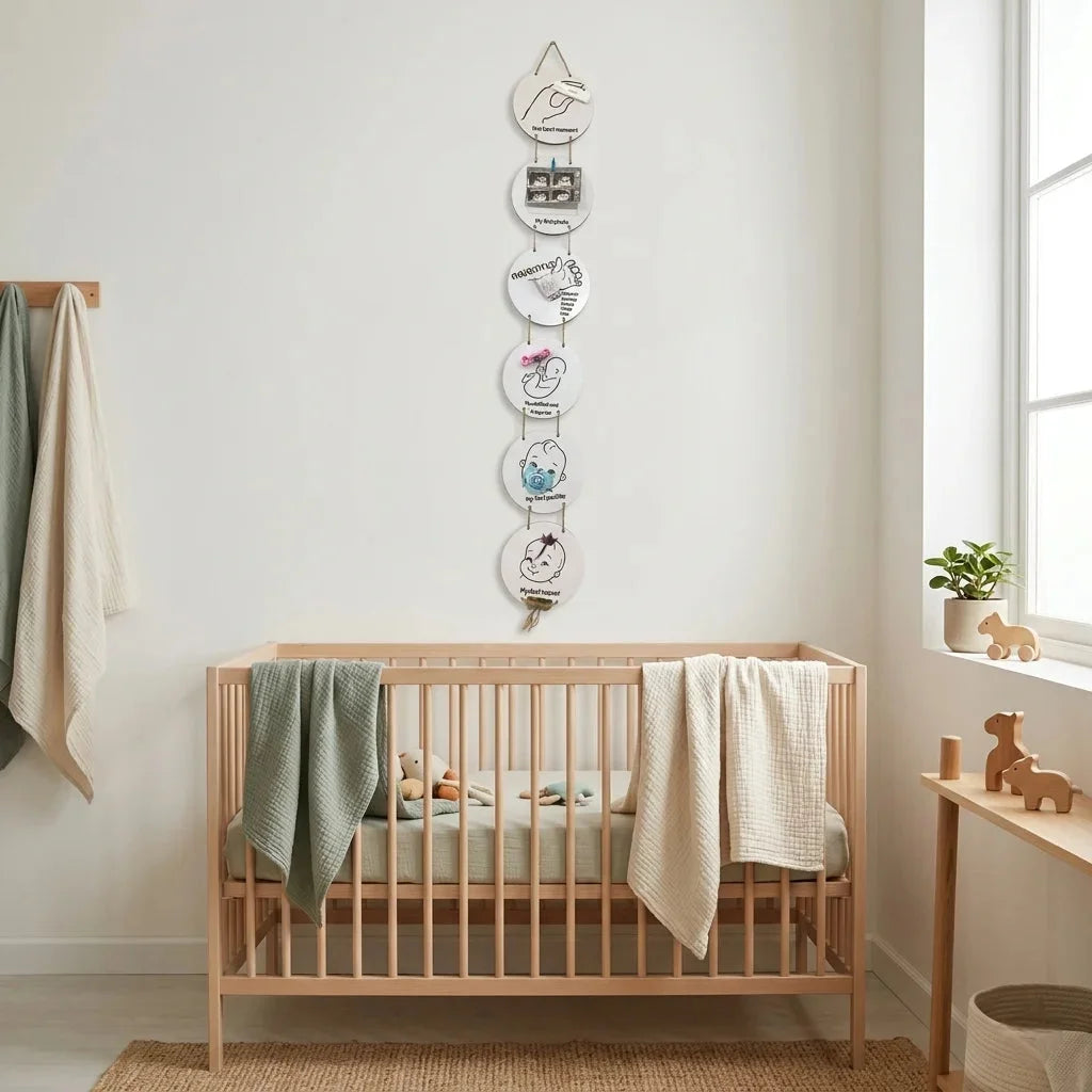 Baby Milestone Keepsake Wall Hanging — Personalized Wooden Nursery Gift — Baby Milestone Wooden Gift | Woodwaley