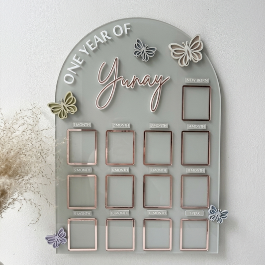 Baby First Year Photo Frame – Custom Acrylic Milestone Board (12 Month Memory Display)