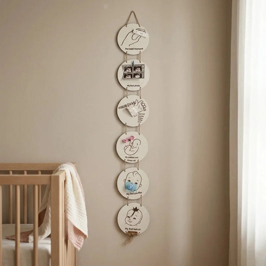 Baby Milestone Keepsake Wall Hanging — Personalized Wooden Nursery Gift — Baby Milestone Wooden Gift | Woodwaley