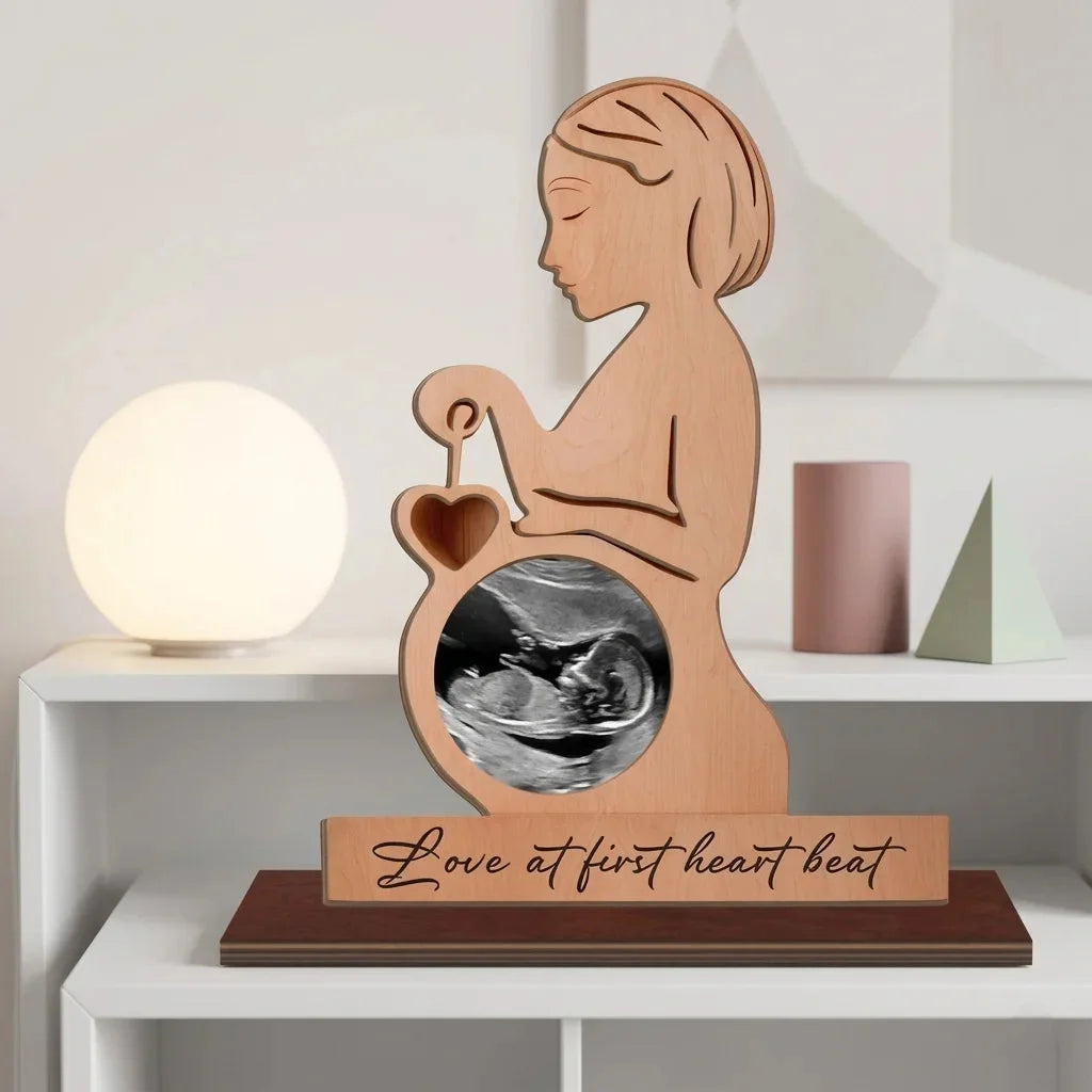 The Memory Frame — Personalized Baby Sonogram &amp; Ultrasound Photo Gift — Baby Milestone Wooden Gift | Woodwaley