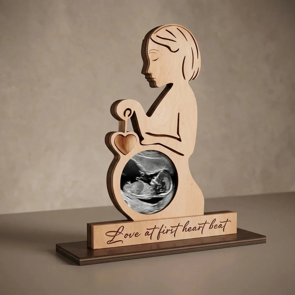 The Memory Frame — Personalized Baby Sonogram &amp; Ultrasound Photo Gift — Baby Milestone Wooden Gift | Woodwaley