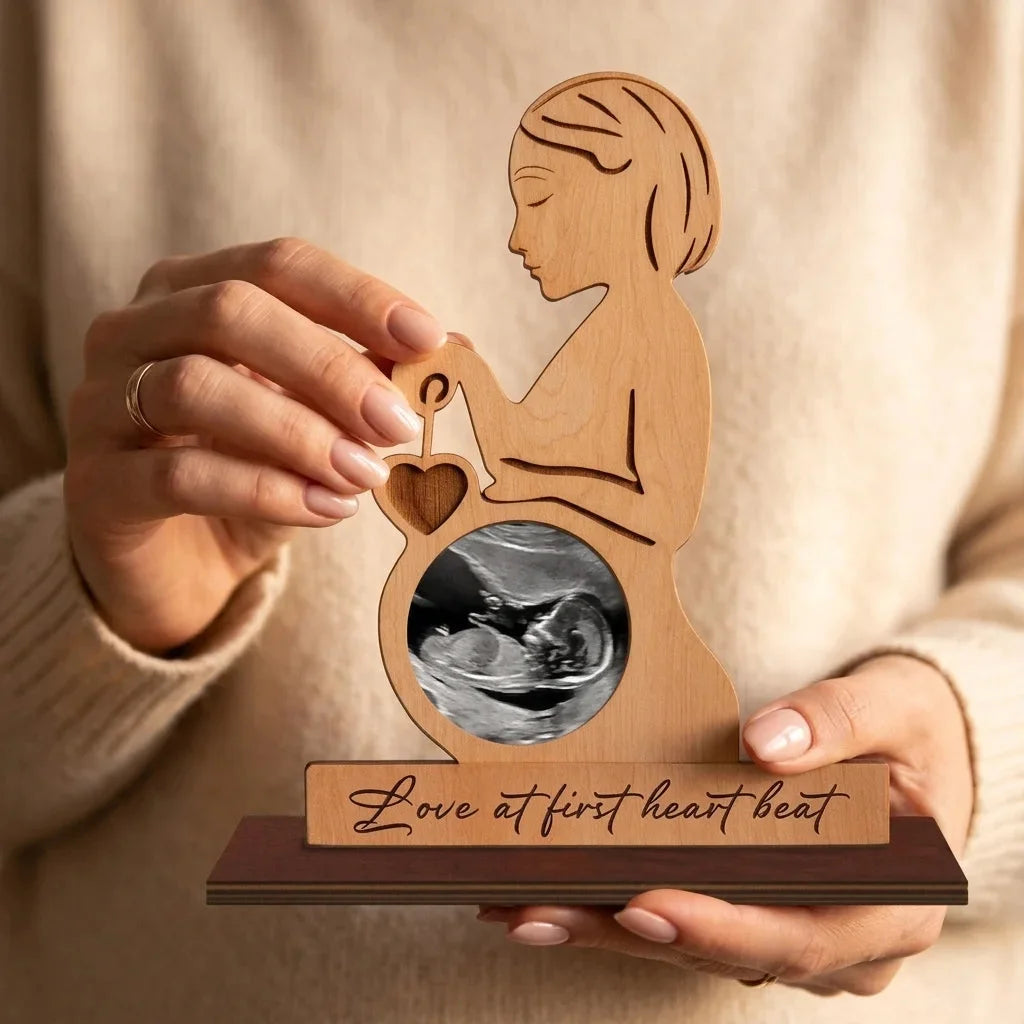 The Memory Frame — Personalized Baby Sonogram &amp; Ultrasound Photo Gift — Baby Milestone Wooden Gift | Woodwaley