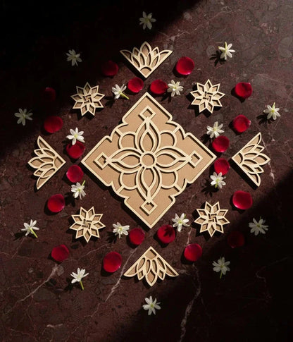 Chakra Art Wooden Rangoli (Reusable DIY Template) - Wood Waley