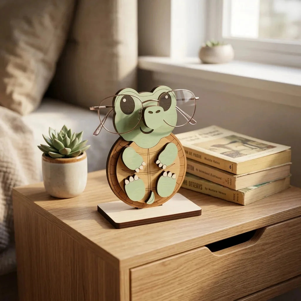 Ninja Turtule The Spec Keeper — Carved Wooden Eyeglass Stand for Desk, Gifting — Personalised Wooden Gift India | Woodwaley