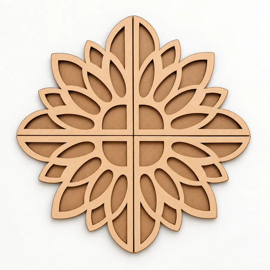 Sunflower Art Wooden Rangoli (Reusable DIY Template)