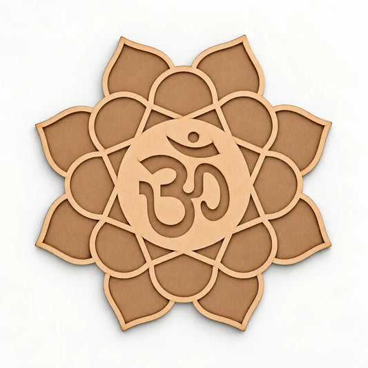 Om-Kamal Art Wooden Rangoli (Reusable DIY Template)