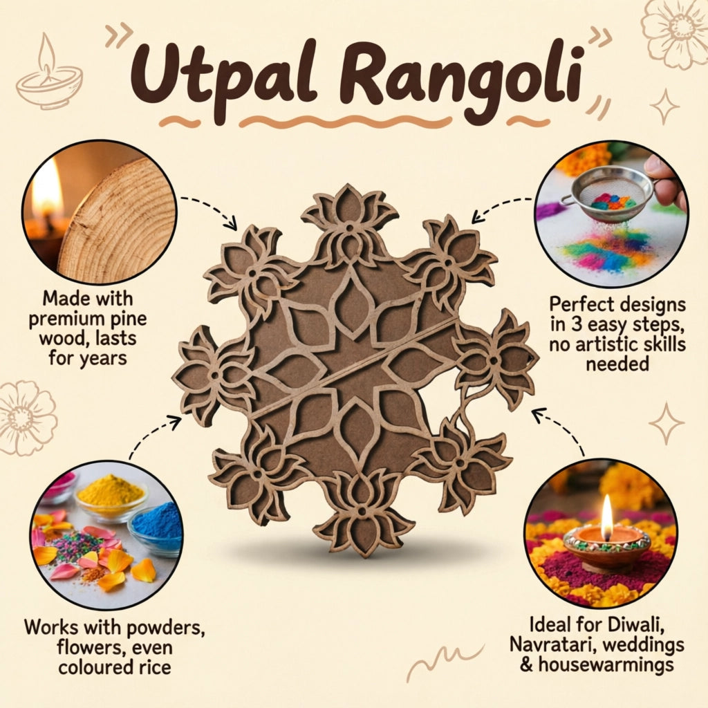 Utpal Art Wooden Rangoli (Reusable DIY Template)