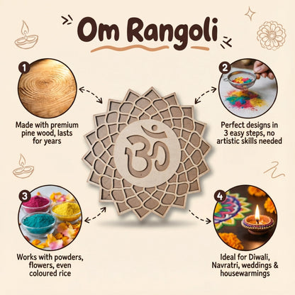 Om Art Wooden Rangoli (Reusable DIY Template)