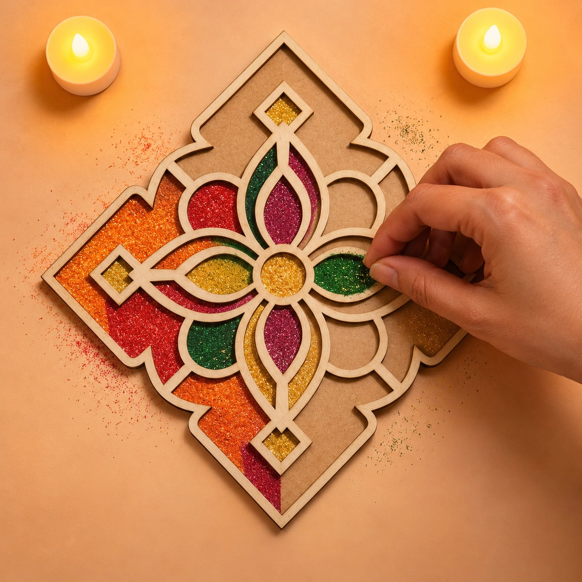 Chakra Art Wooden Rangoli (Reusable DIY Template)
