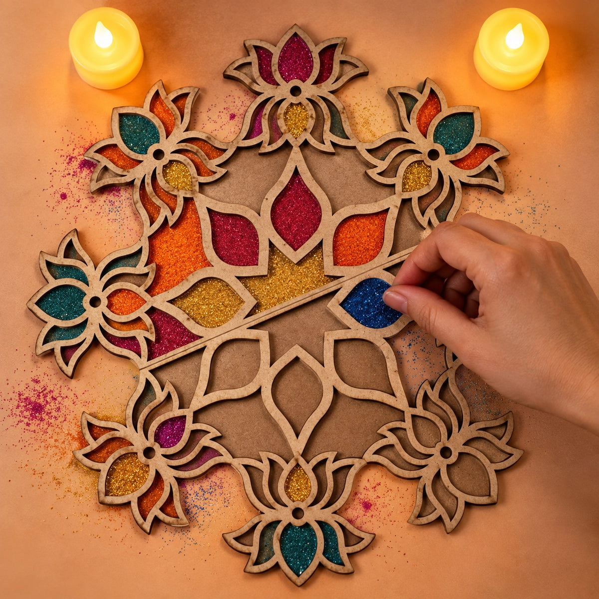Utpal Art Wooden Rangoli (Reusable DIY Template)