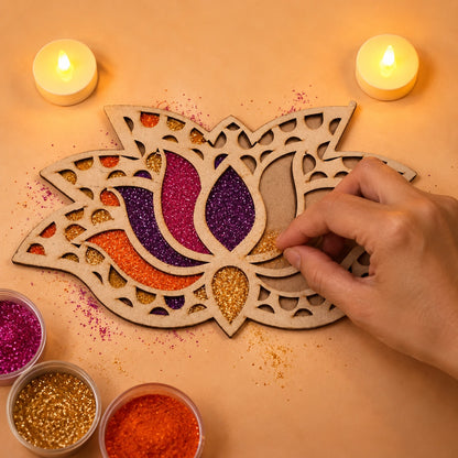 Lotus Art Wooden Rangoli (Reusable DIY Template)