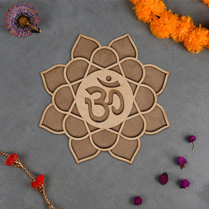 Om-Kamal Art Wooden Rangoli (Reusable DIY Template)