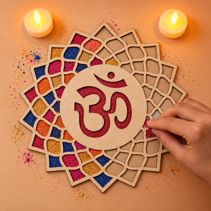 Om Art Wooden Rangoli (Reusable DIY Template)