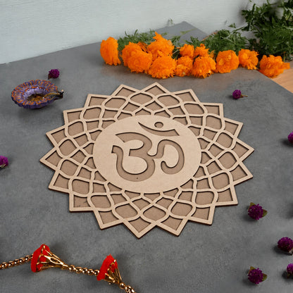 Om Art Wooden Rangoli (Reusable DIY Template)