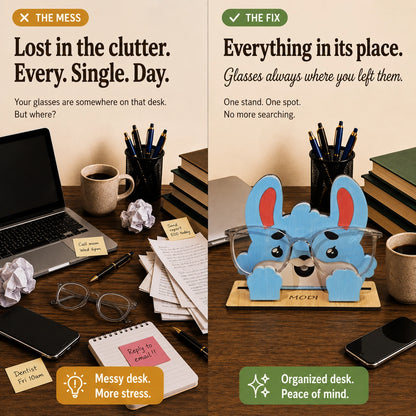 Bunny The Spec Keeper — Carved Wooden Eyeglass Stand