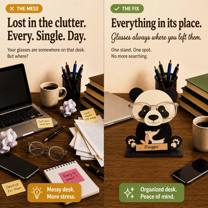 Uncle Panda The Spec Keeper — Carved Wooden Eyeglass Stand