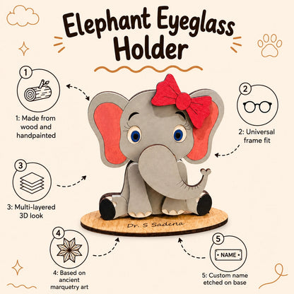🐘 Baby Jambo The Spec Keeper — Personalized Wooden Elephant Eyeglass Stand