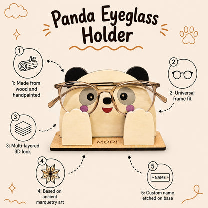 PikaBoo The Spec Keeper — Carved Wooden Eyeglass Stand for Desk, Gifting
