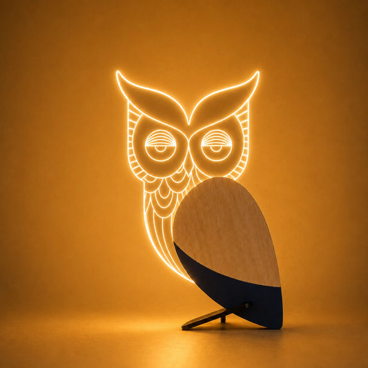 Give a Hoot — Owl Wooden Table Lamp