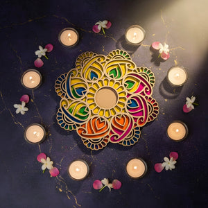 Bloom Art Wooden Rangoli (Reusable DIY Template) - Wood Waley