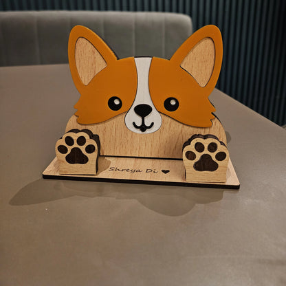Zoobees Corgi Dog Spec Keeper — Personalised Wooden Eyeglass Stand