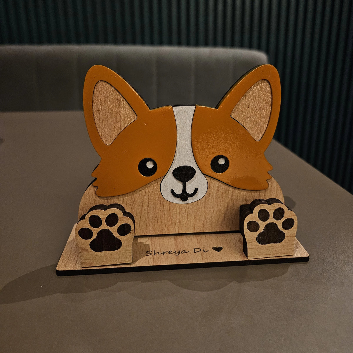 Zoobees Corgi Dog Spec Keeper — Personalised Wooden Eyeglass Stand