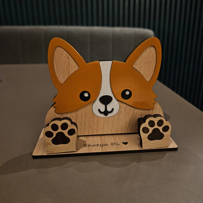 Zoobees Corgi Dog Spec Keeper — Personalised Wooden Eyeglass Stand