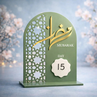 Acrylic Ramadan Countdown Sign – Ramadan Mubarak Table Decor | Islamic Home Decoration — Ramadan Wooden Gift | Woodwaley