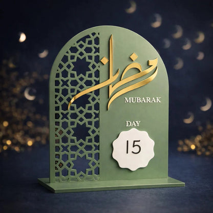 Acrylic Ramadan Countdown Sign – Ramadan Mubarak Table Decor | Islamic Home Decoration — Ramadan Wooden Gift | Woodwaley