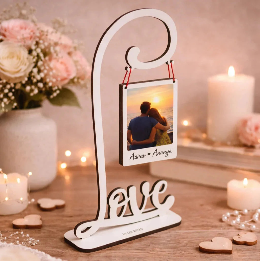 The Memory Frame — Personalized Engraved Wood Display — Couples Wooden Gift | Woodwaley