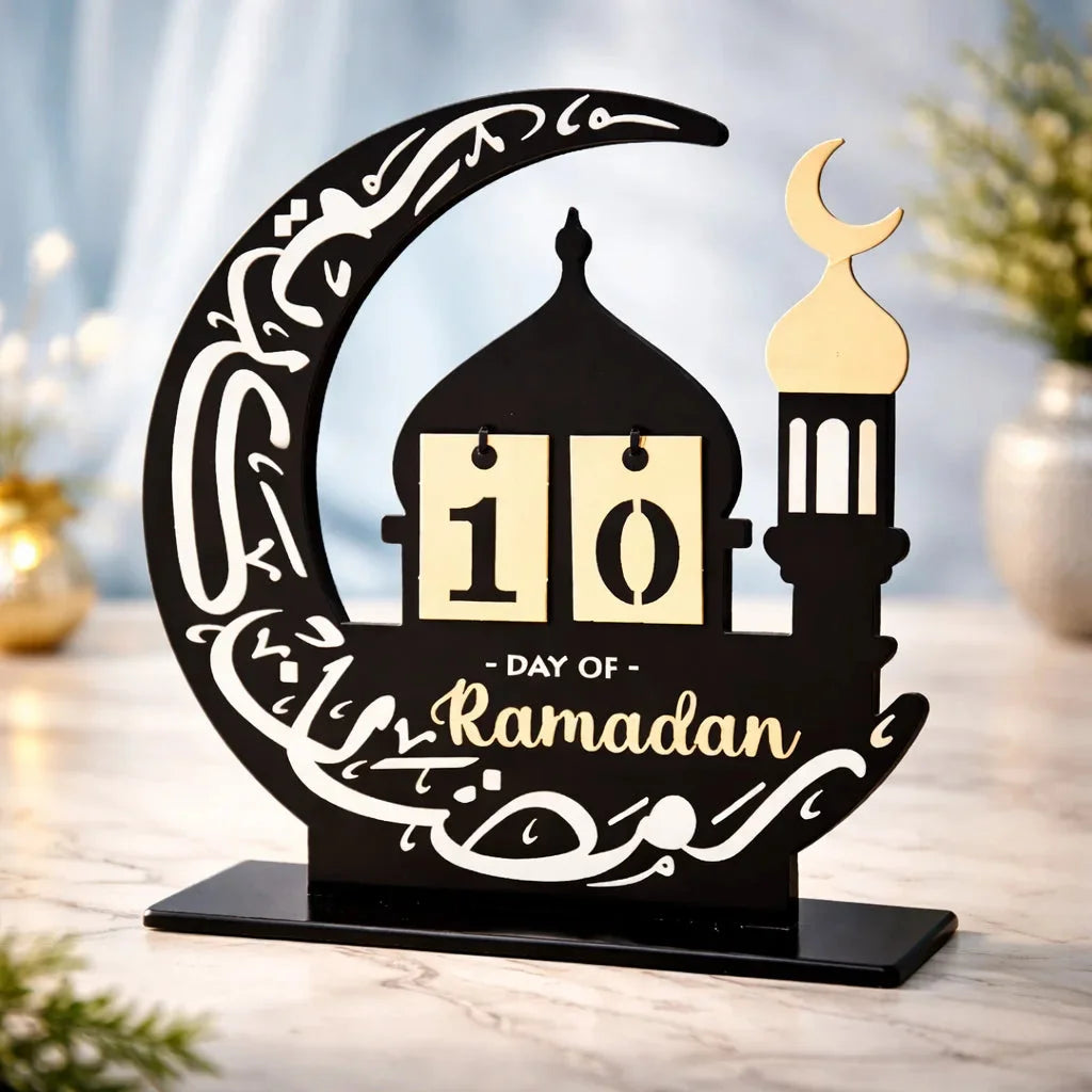 Ramadan Advent Calendar Islamic Muslim Mosque Moon Shaped — Ramadan Wooden Gift | Woodwaley