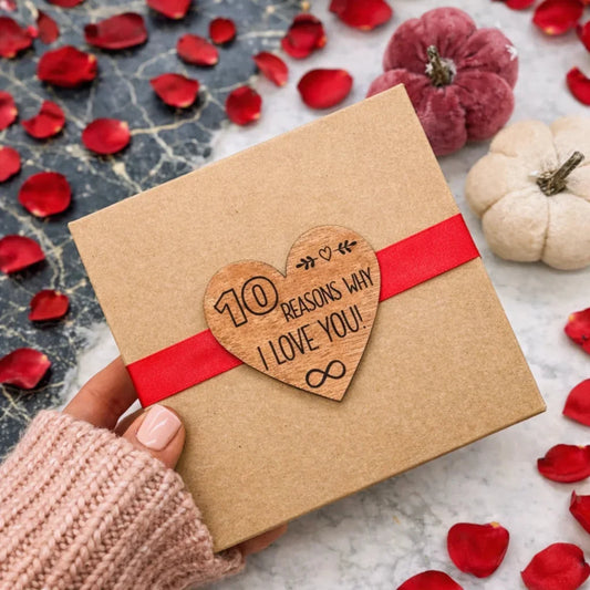 Personalised Heart Gift Box, 10 Reasons Why I Love You Box, Valentine's Day Gift, Dating Anniversary Gift — Couples Wooden Gift | Woodwaley